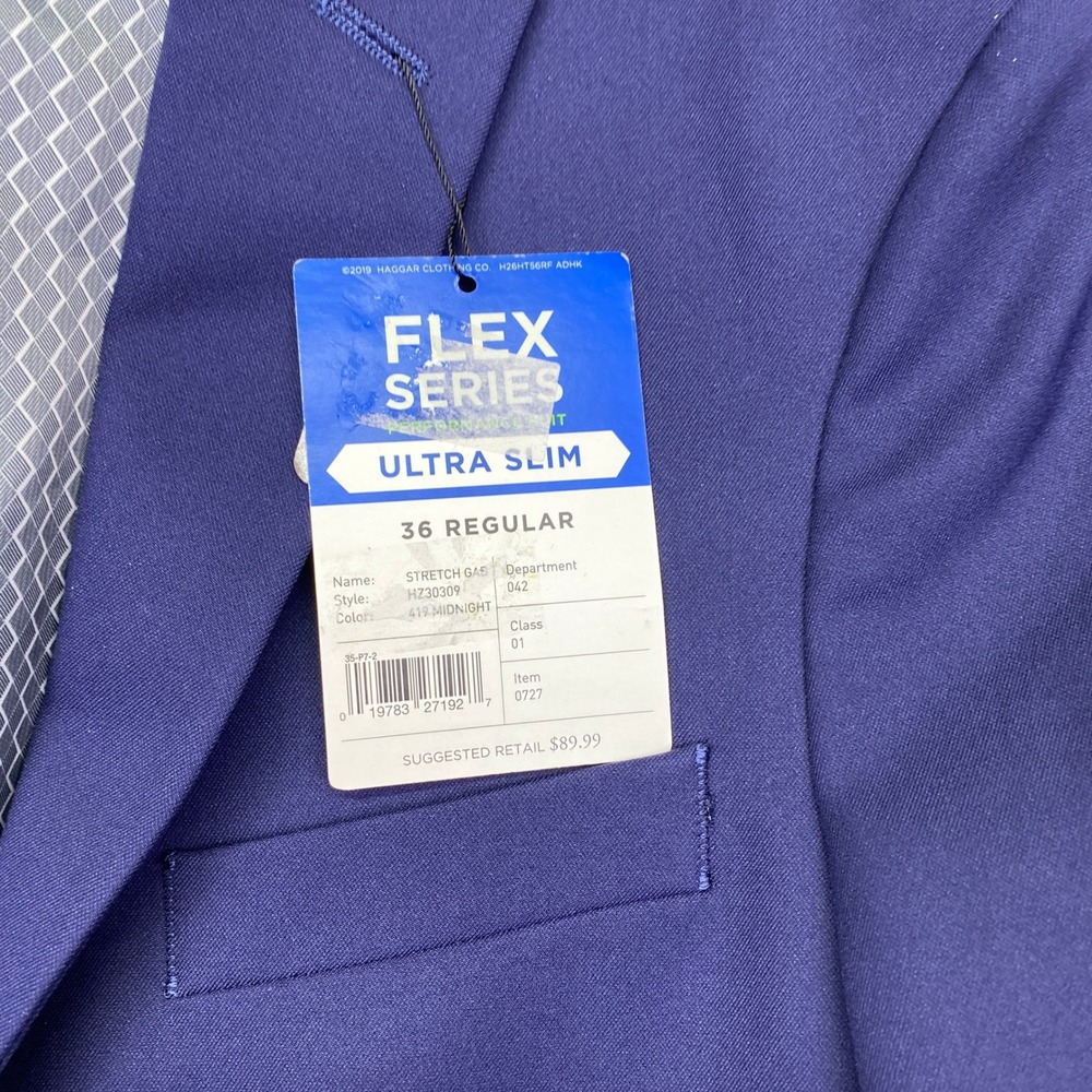 Haggar H26 Ultra Slim Flex Series Blazer Men 36R Blue Performance Suit‎ Jacket - Picture 11 of 15